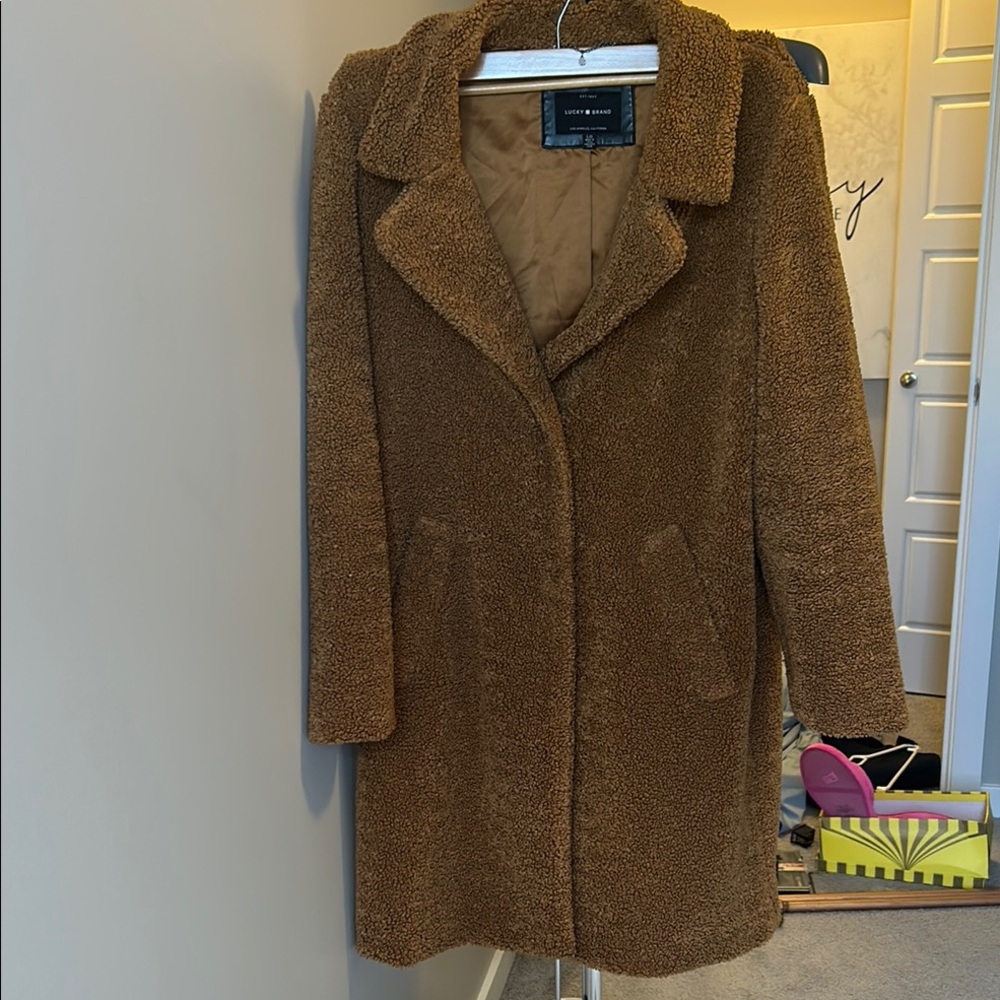 Lucky Brand Brown Teddy Jacket Cozy Oversized Fit - Picture 1 of 5